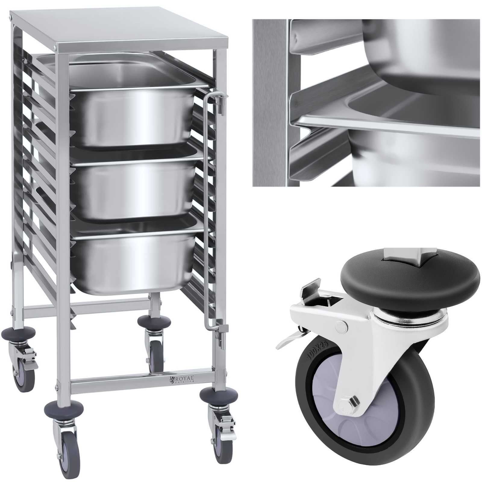 Utility Carts – Catering transport trolley for 7x GN1/1 containers, - Carlat