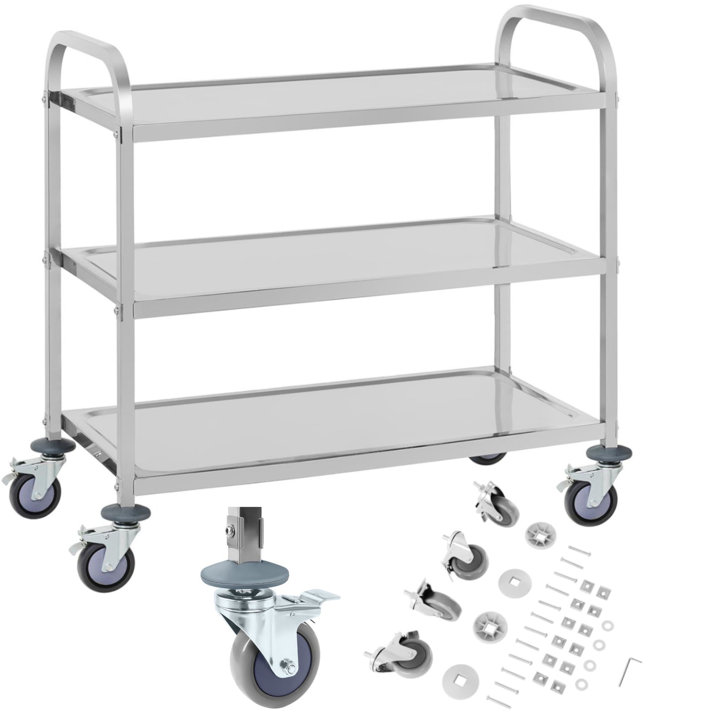 Utility Carts – Catering waiter trolley with 3 shelves up - Carlat
