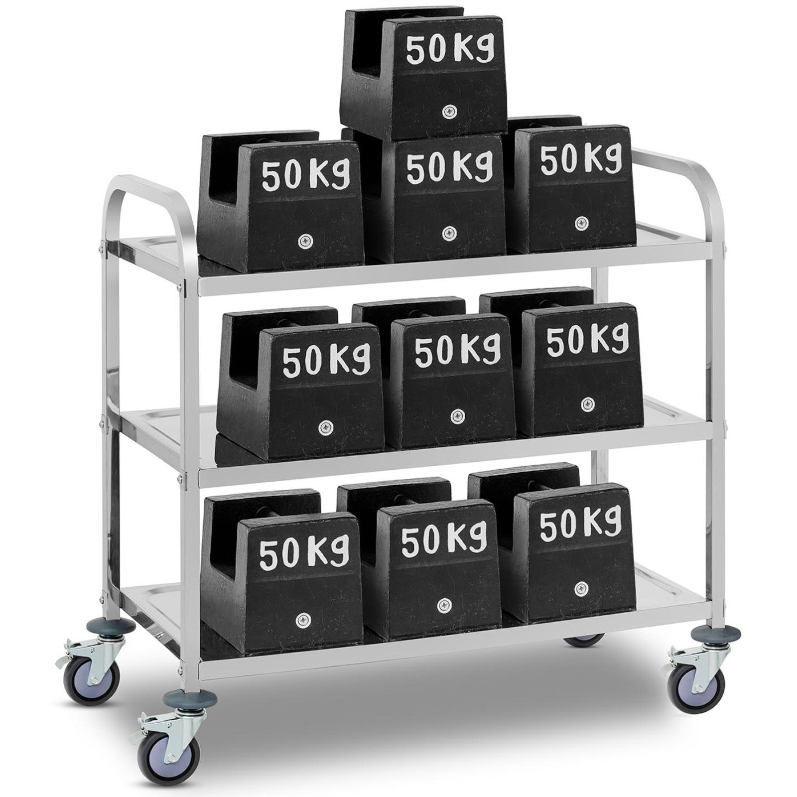 Utility Carts – Catering waiter trolley with 3 shelves up - Carlat