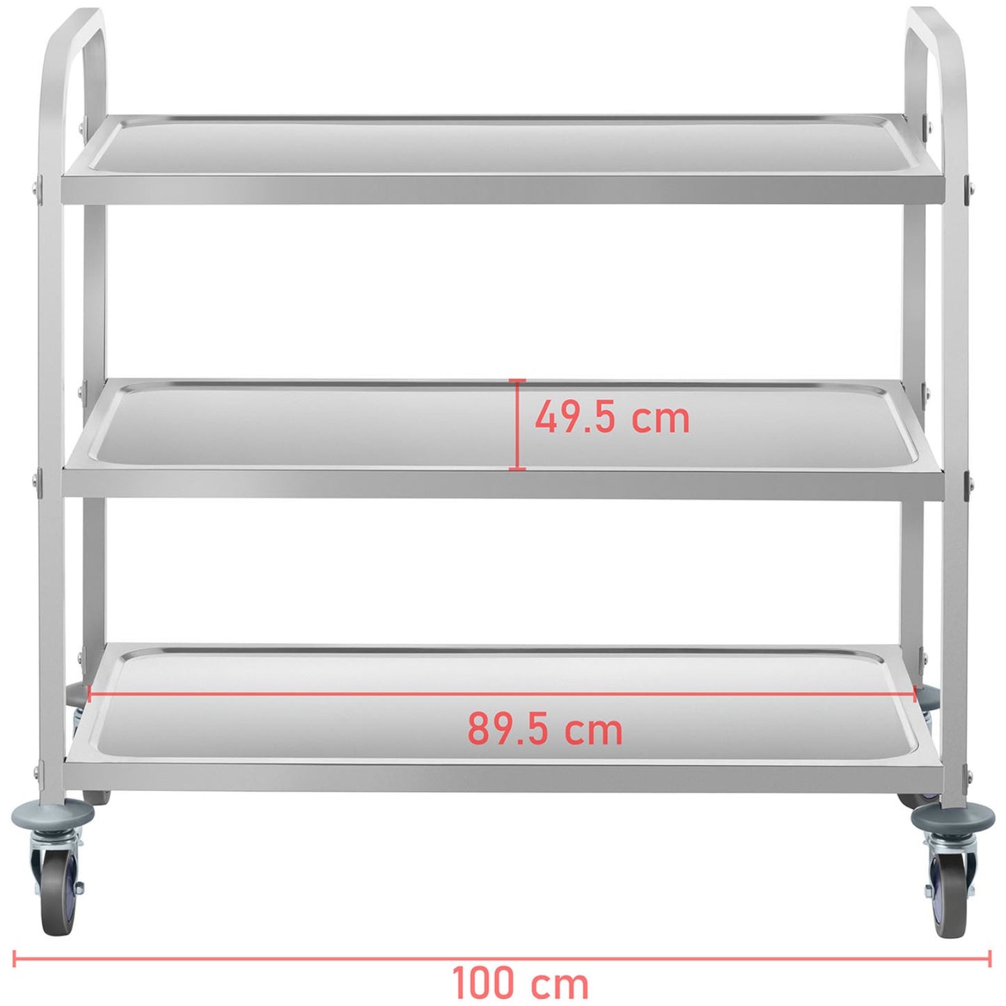 Utility Carts – Catering waiter trolley with 3 shelves up - Carlat
