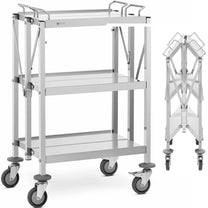 Utility Carts – Folding catering waiter trolley, stainless steel, 3 - Carlat