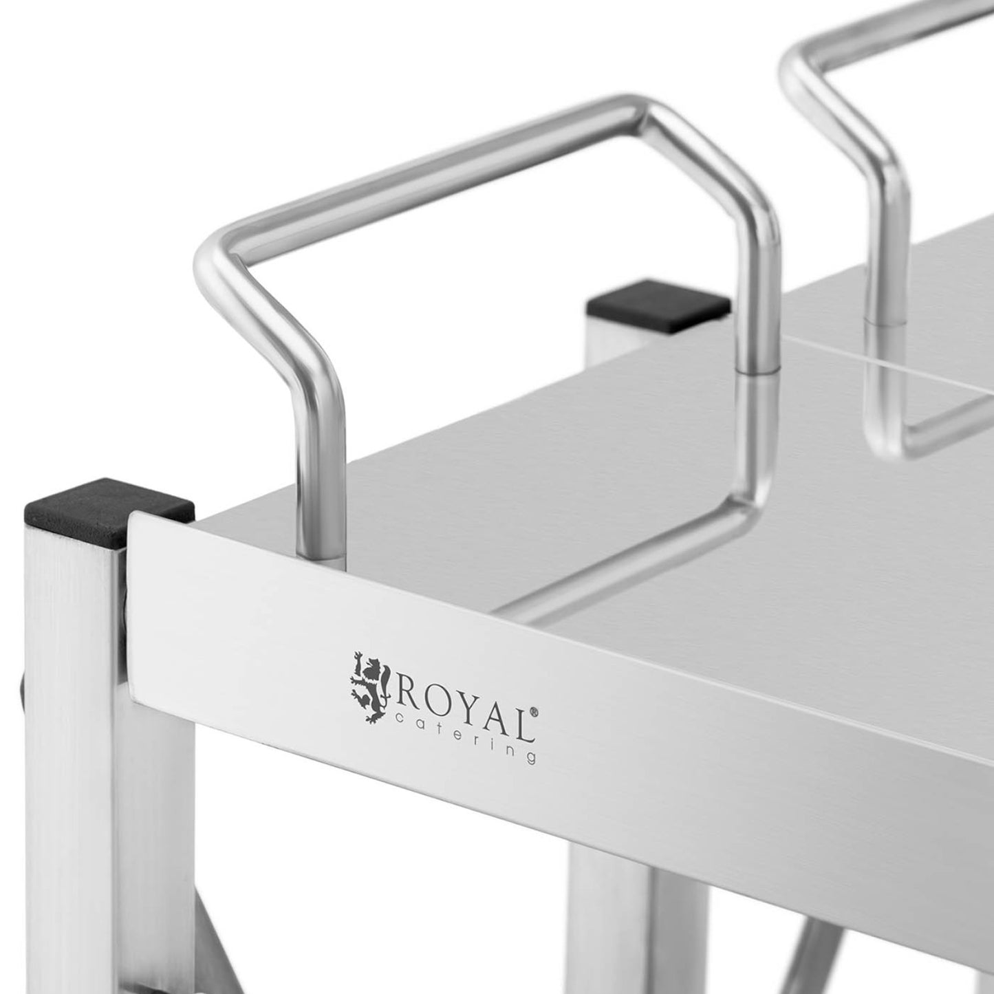 Utility Carts – Folding catering waiter trolley, stainless steel, 3 - Carlat