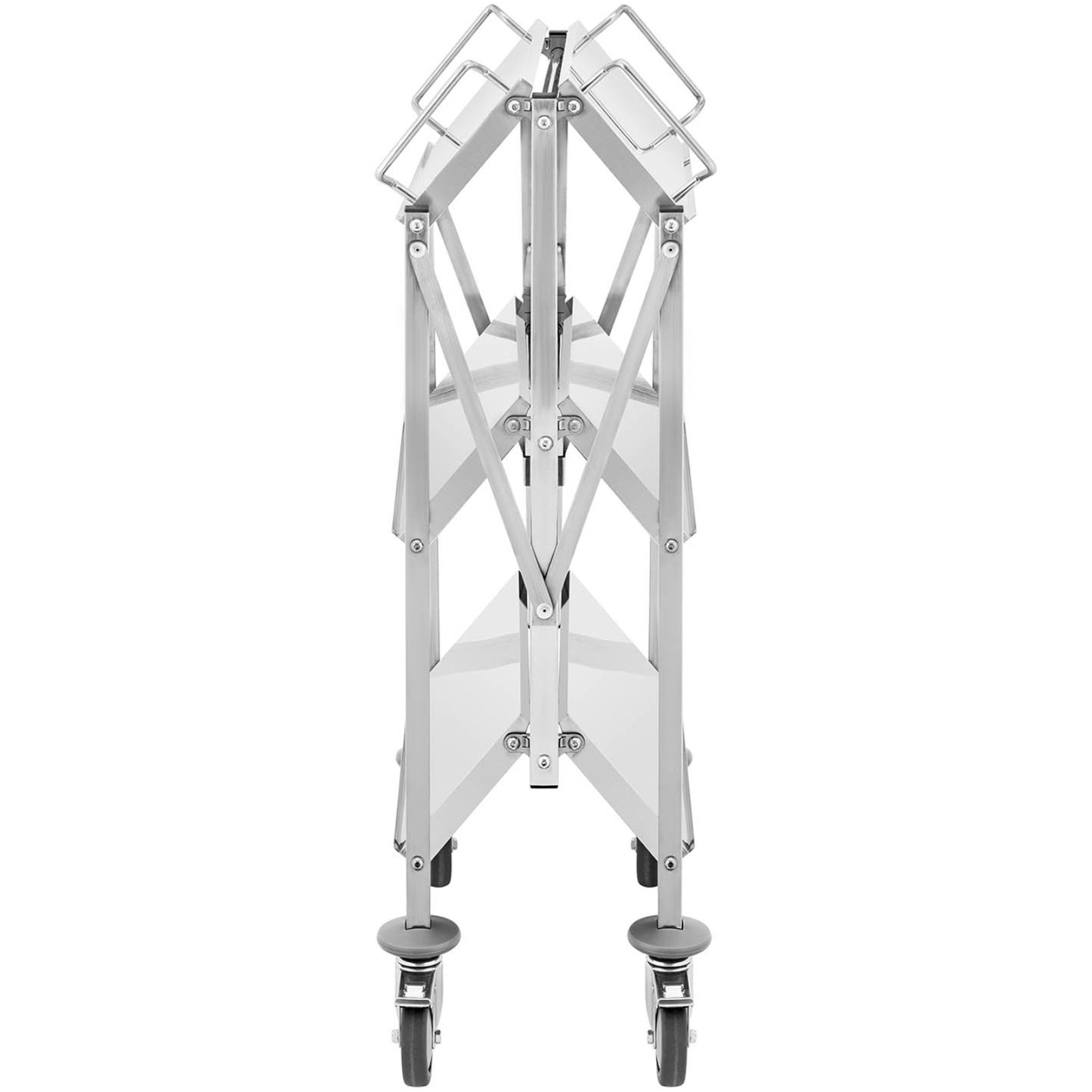 Utility Carts – Folding catering waiter trolley, stainless steel, 3 - Carlat