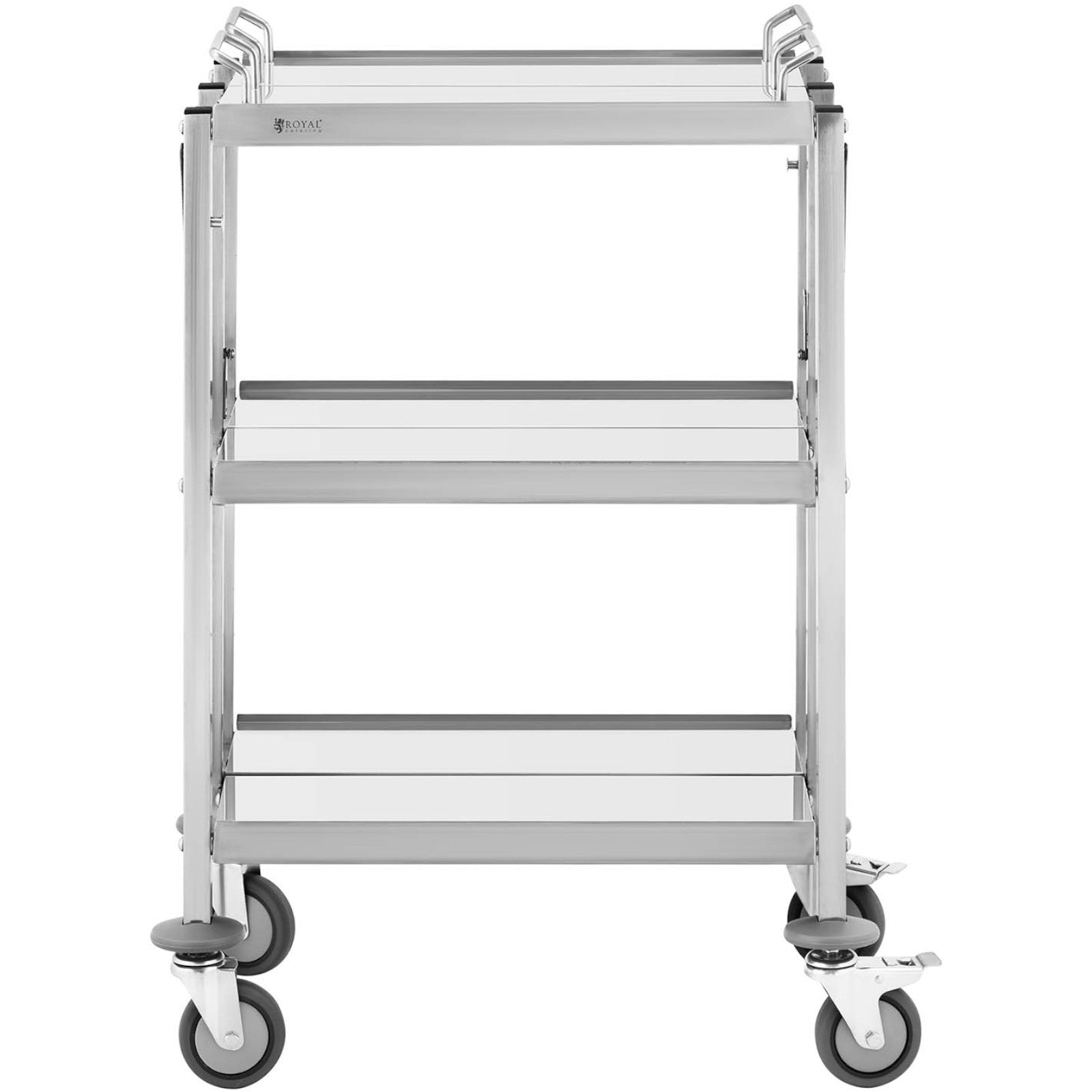 Utility Carts – Folding catering waiter trolley, stainless steel, 3 - Carlat