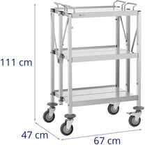 Utility Carts – Folding catering waiter trolley, stainless steel, 3 - Carlat