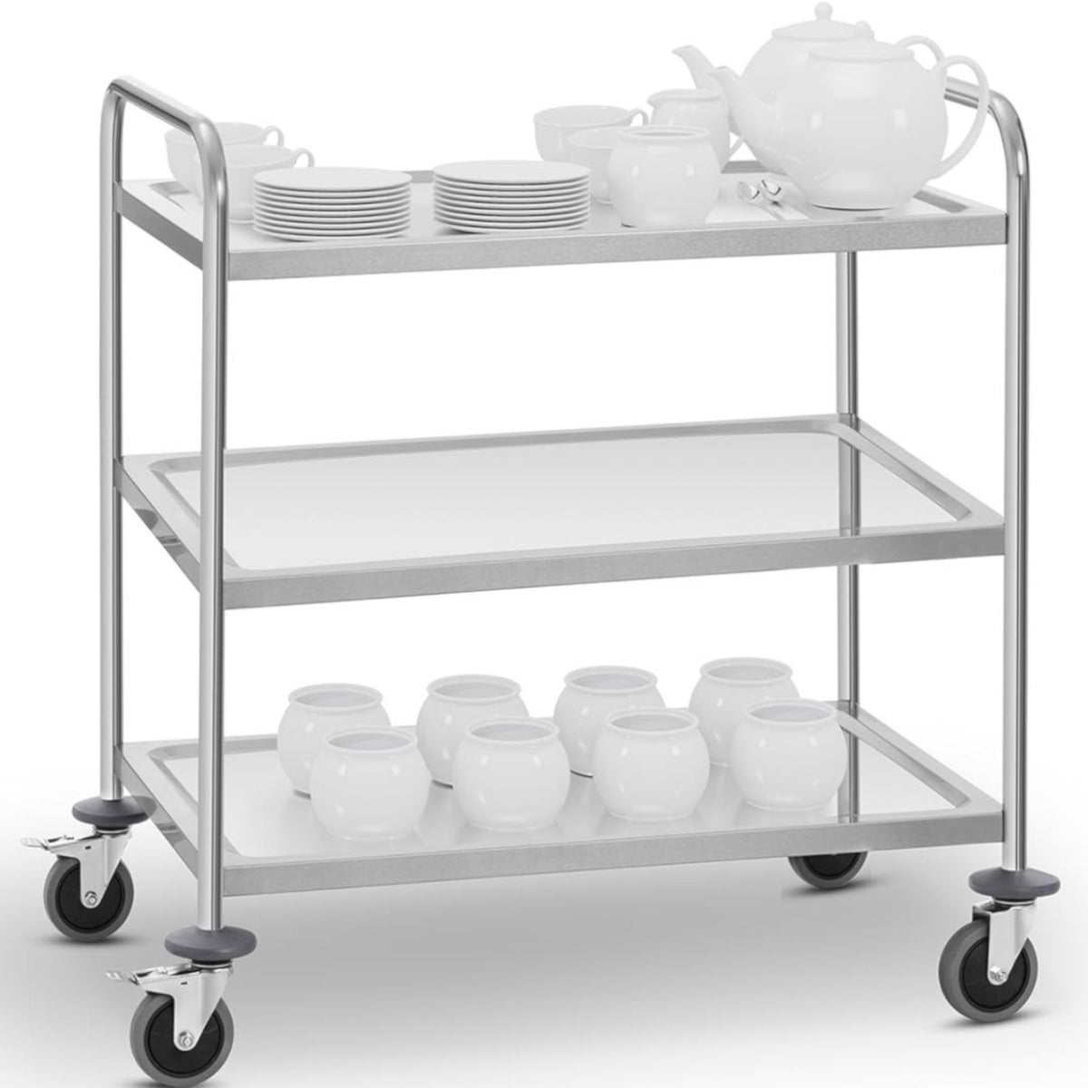 Utility Carts – HoReCa waiter's trolley, stainless steel, 3 shelves, - Carlat