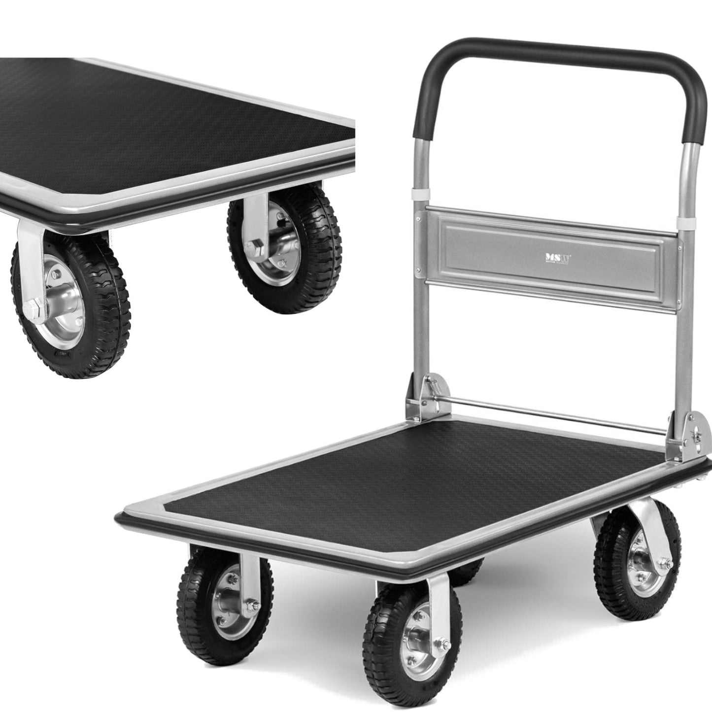 Utility Carts – Manual foldable warehouse platform trolley, 1 side, - Carlat