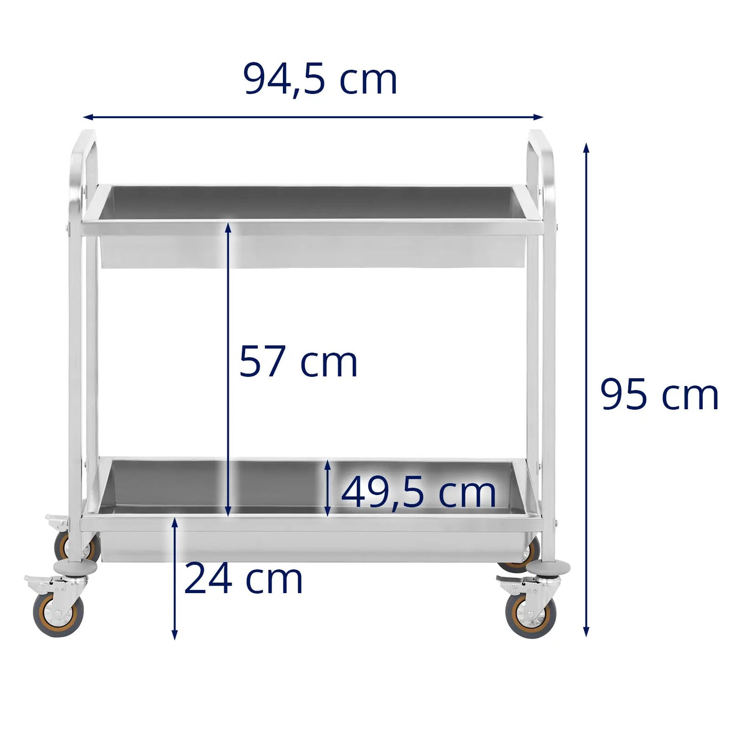 Utility Carts – Steel waiter's trolley with 2 shelves and - Carlat