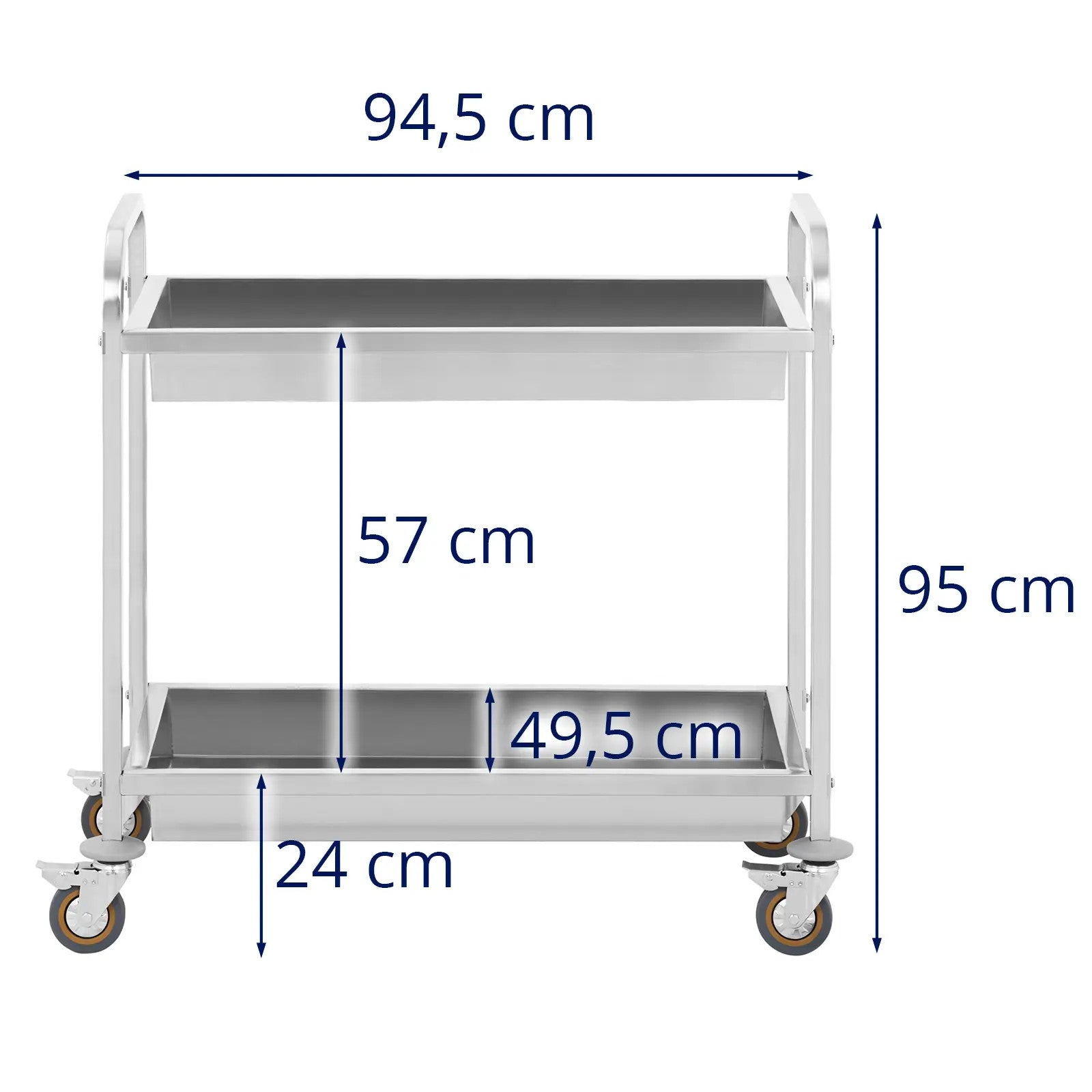 Utility Carts – Steel waiter's trolley with 2 shelves and - Carlat
