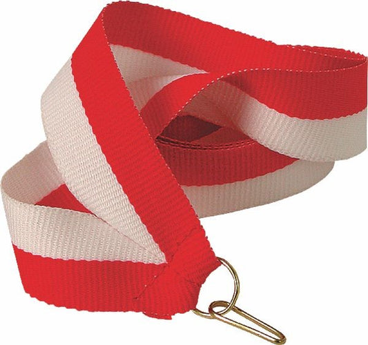 V8-W/R - narrow ribbon for medals / awards 11mm WHITE-RED - 10 pcs. - Carlat