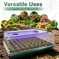 VEEKAY Indoor Greenhouse Propagation Box, 2 Pieces, 120 Hole Mini Greenhouse Propagation Set with Plant Lamp, Propagation Plate with Timing Controller, Adjustable Brightness, 20 Plant Labels for - Carlat