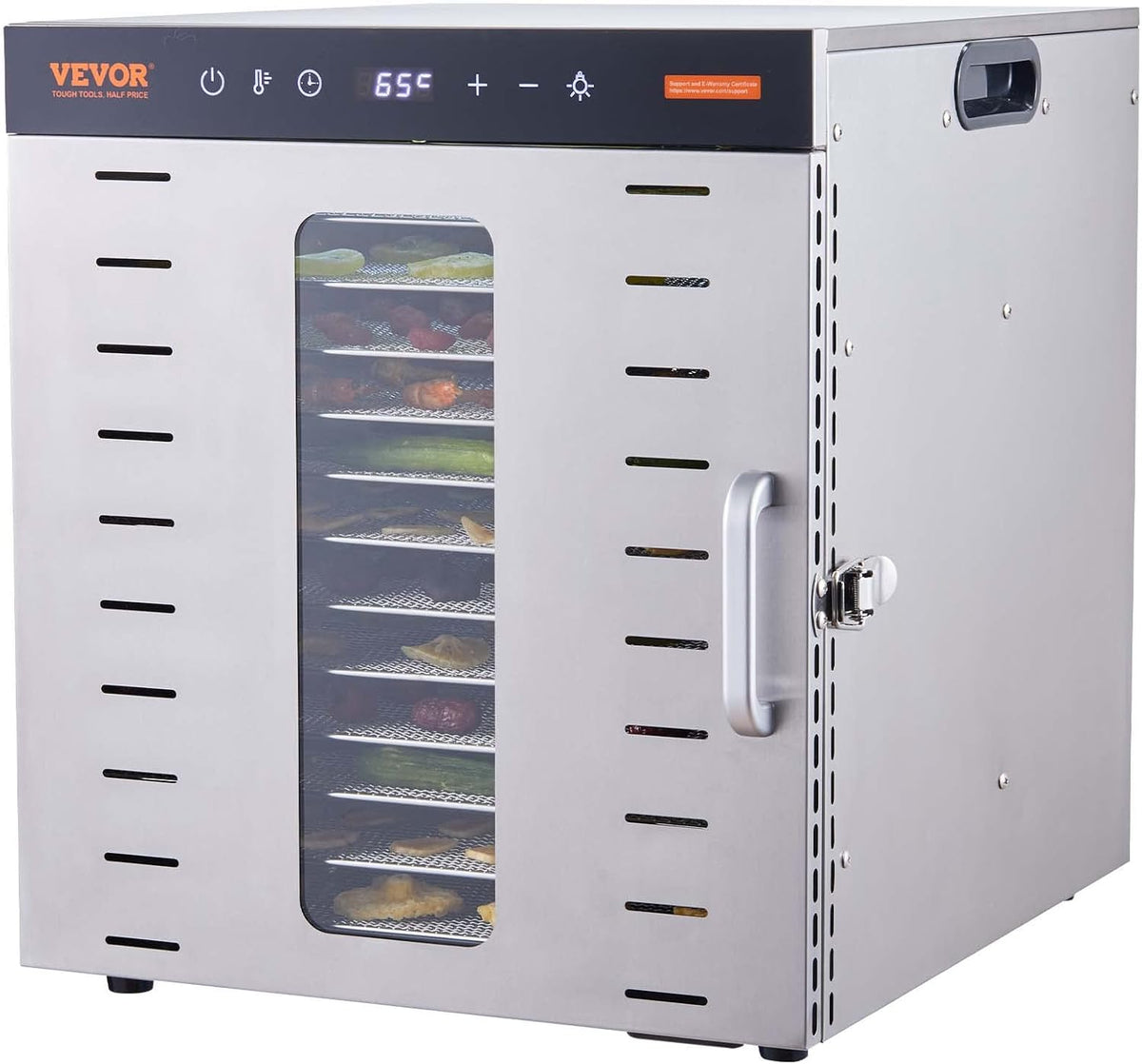 VEVOR Dehydrator, Dehydrator, 10 Stainless Steel Bowls, Electric 1000 W Food Dryer with Adjustable Temperature, Freezer Dryer for Dried Meat, Meat, Fruit, Vegetables, Herbs, Dog Treats - Carlat