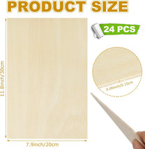 VIDETOL Pack of 24 Plywood Panels, 300 x 200 x 1.5 mm Balsa Wood Panels, Basswood Plywood Panels, Plywood Wood Panels, Wooden Panels for Crafts and DIY Model - Carlat