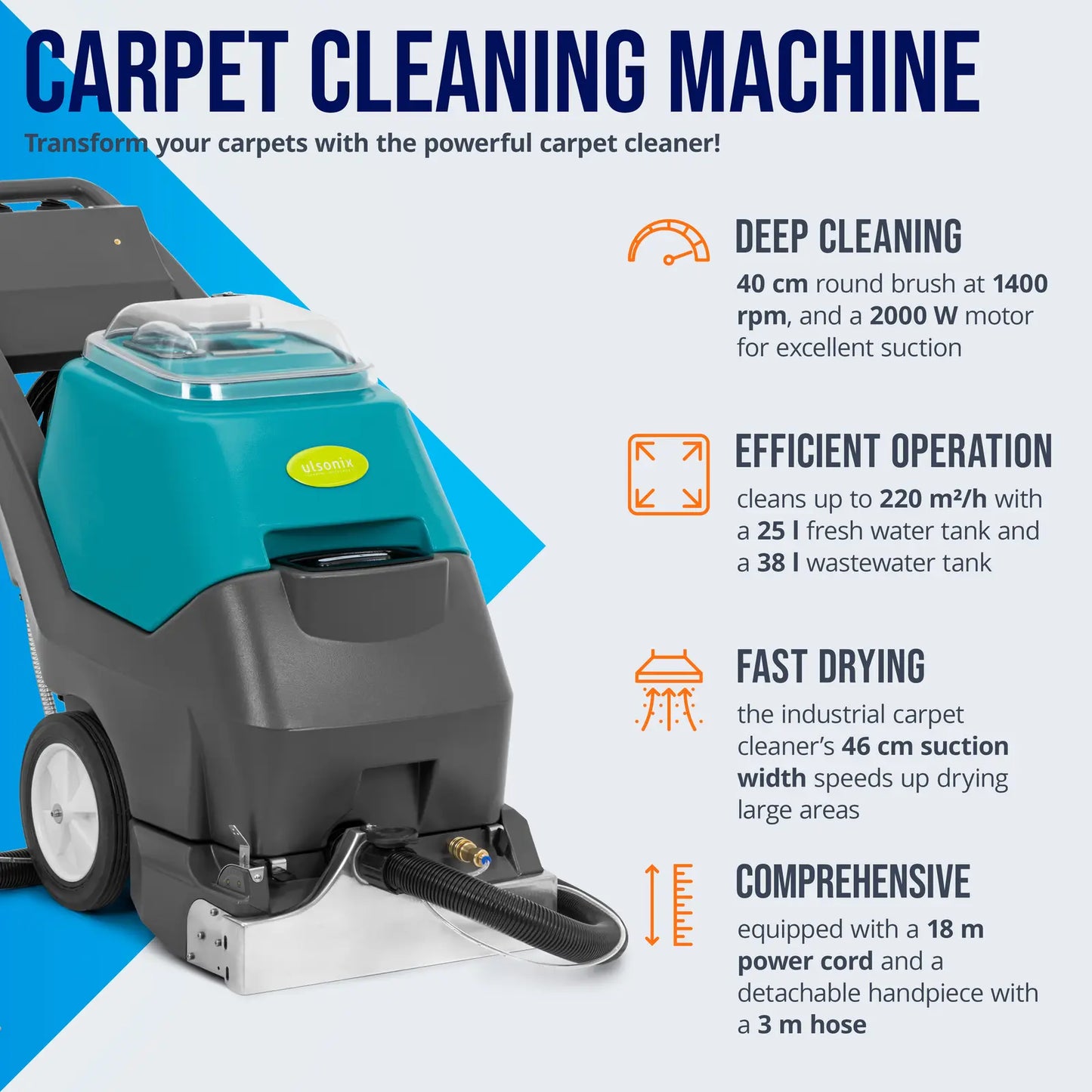 Vacuums – Carpet washing machine washing 40 cm 220 m2/h - Carlat