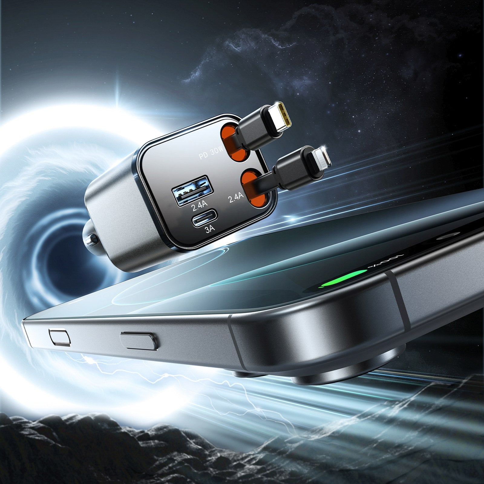 Vehicle Jump Starters – 4in1 car charger with retractable cables - Carlat