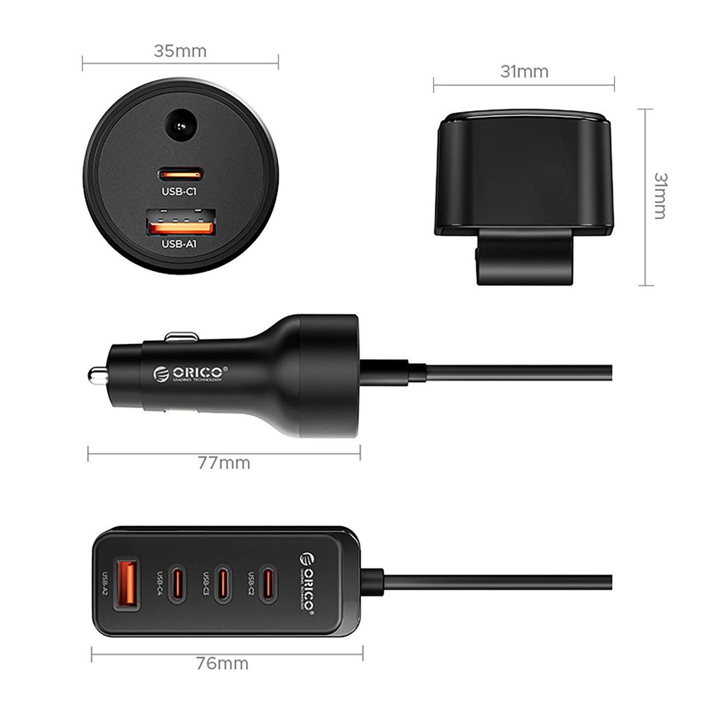 Vehicle Jump Starters – USB-A USB-C car charger with extension - Carlat