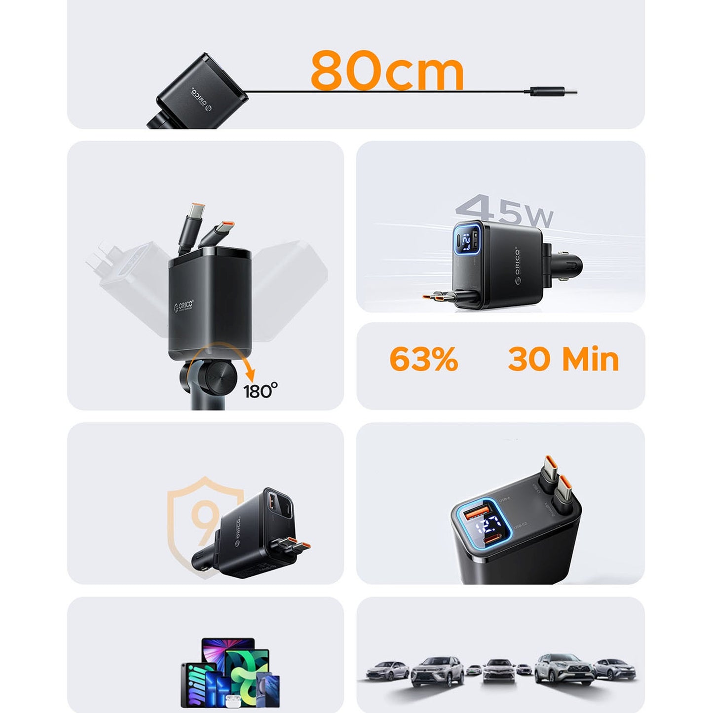 Vehicle Jump Starters – USB-C USB-A car charger with retractable - Carlat