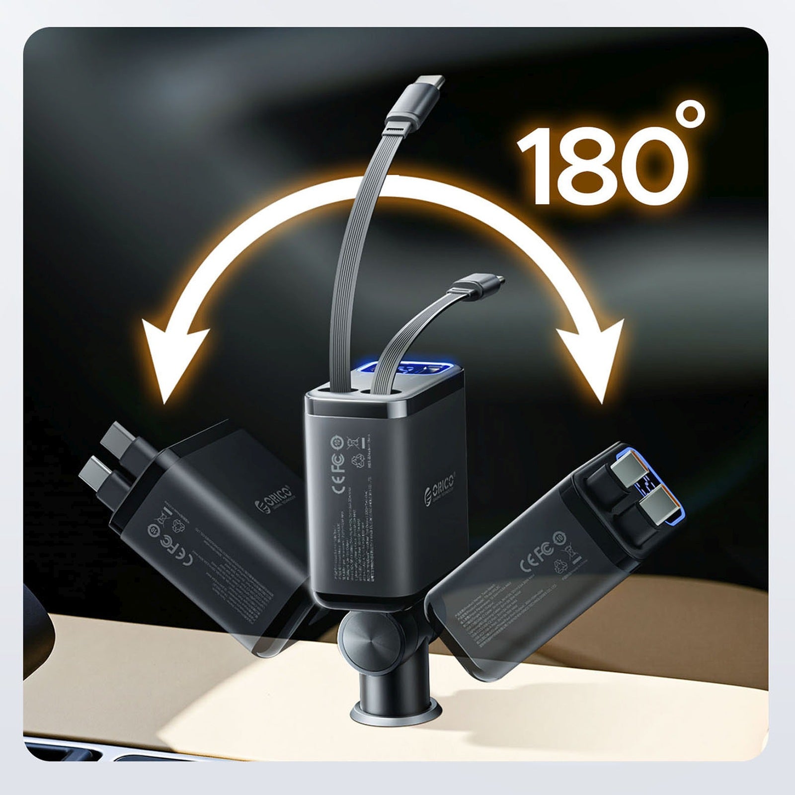 Vehicle Jump Starters – USB-C USB-A car charger with retractable - Carlat