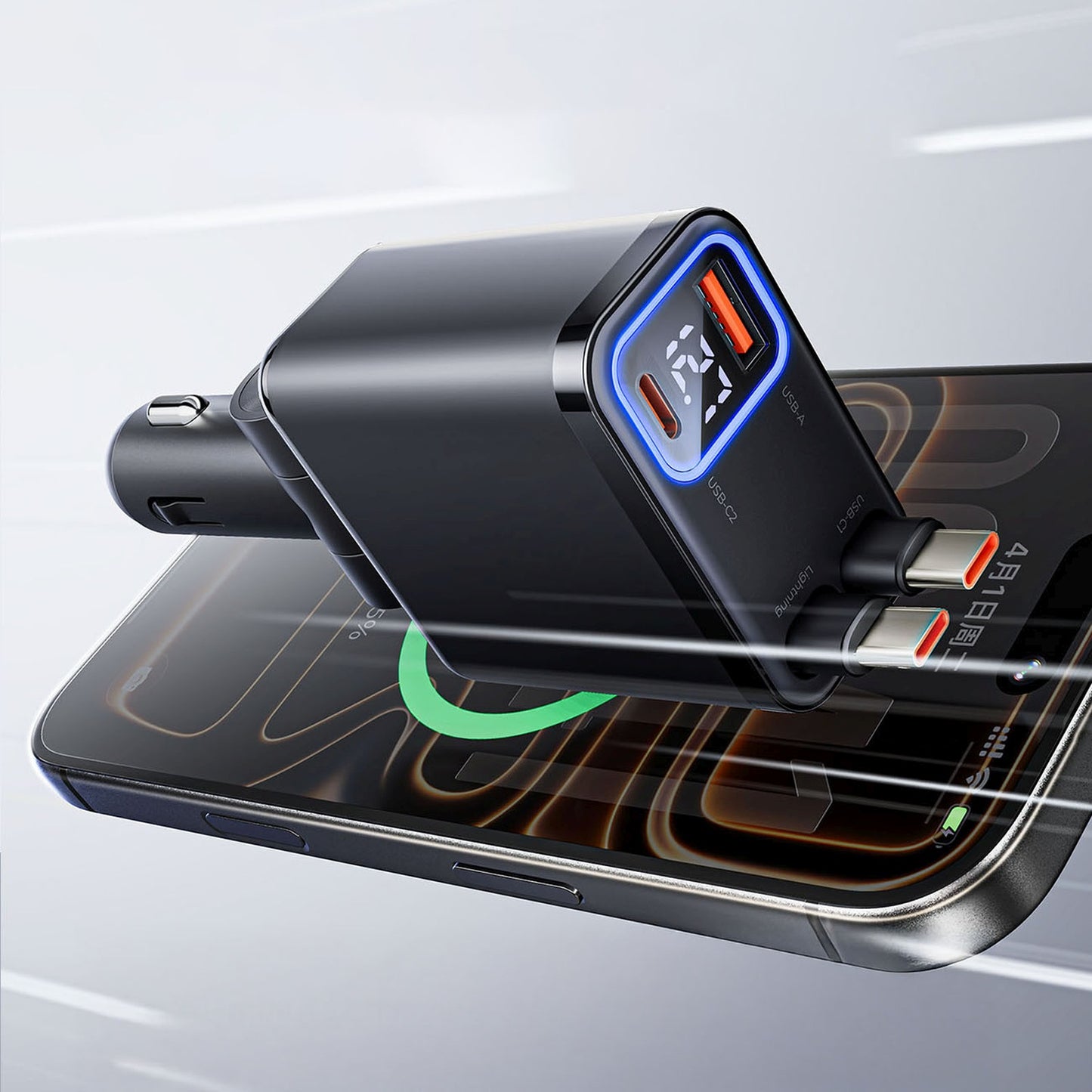 Vehicle Jump Starters – USB-C USB-A car charger with retractable - Carlat