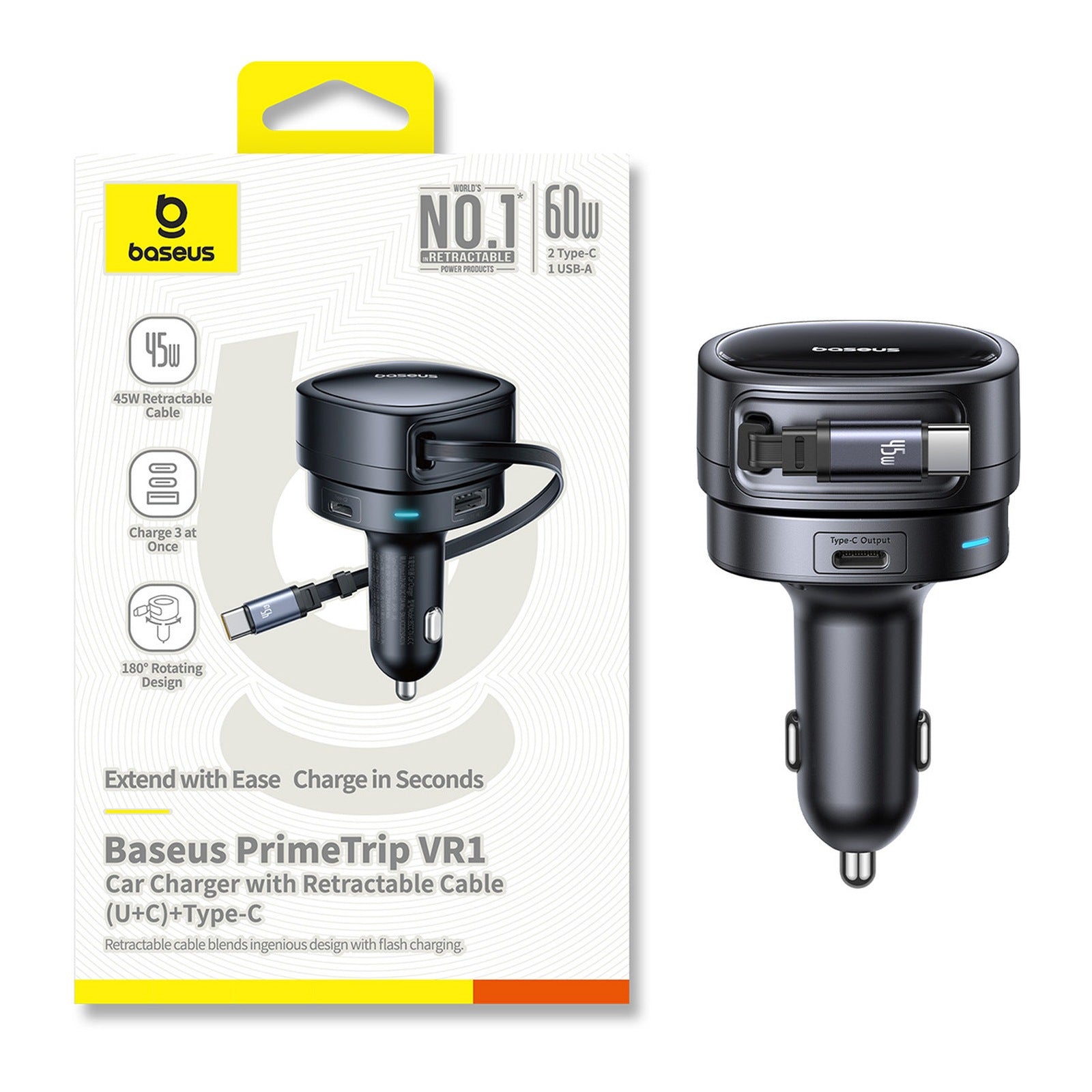 Vehicle Jump Starters – USB-C car charger with retractable USB-C - Carlat