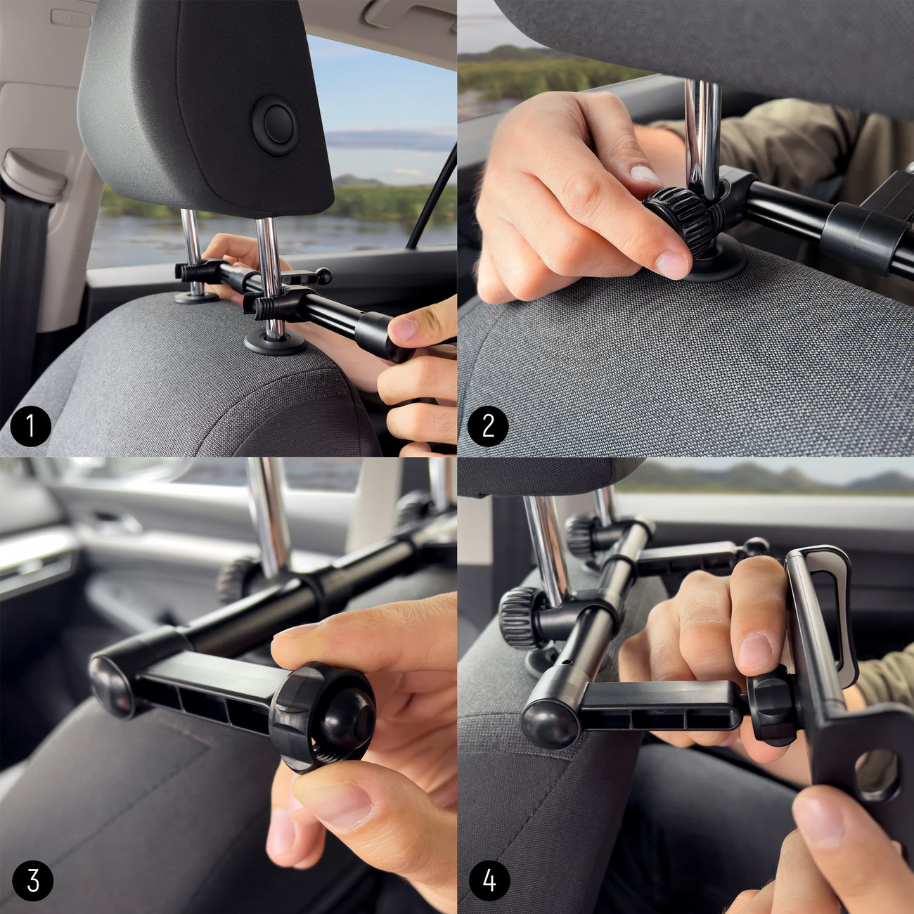 Vehicle Parts & Accessories – Double black car headrest phone - Carlat
