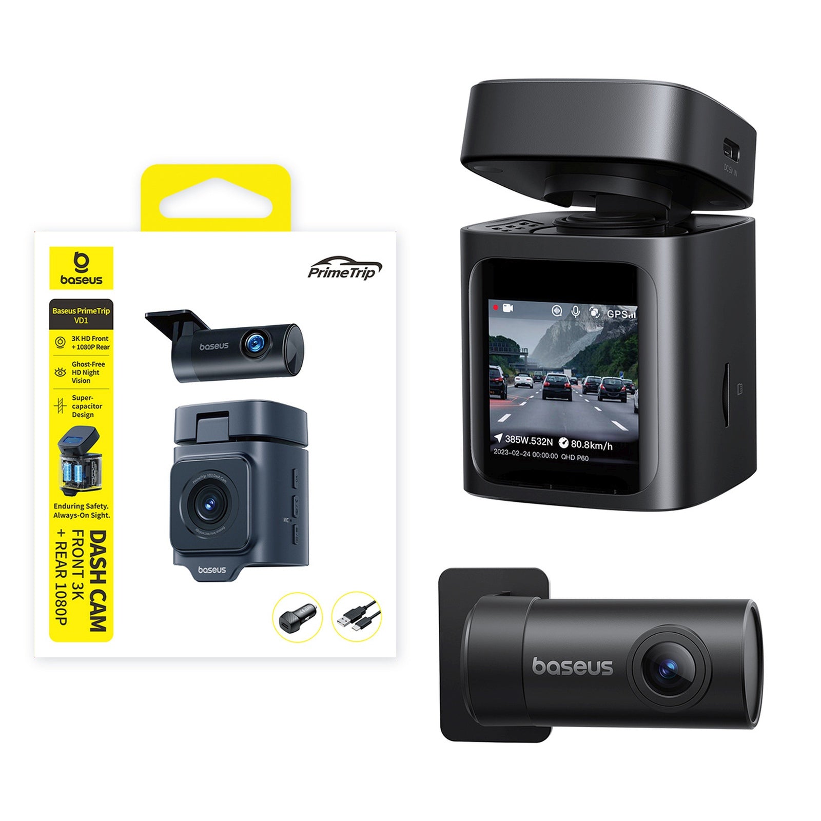 Vehicle Parts & Accessories – PrimeTrip VD1 2K+1080p car video - Carlat