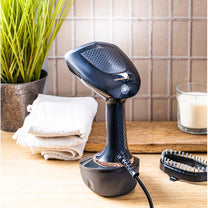 Vertical garment steamer, black with a silver panel, 400 ml capacity, Klausberg, KB-7777 - Carlat