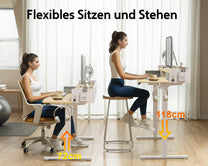 WALKINGDESK Height-Adjustable Electric Desk with 2 Drawers, 120 x 60 cm Standing Desk with Pen Holder and Headphone Holder, Table for Home Office, Office, DIY Pegboard, 4 Hooks, Oak - Carlat