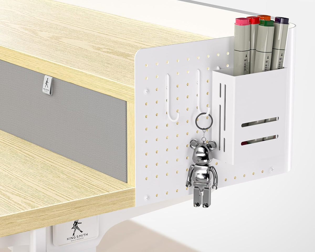 WALKINGDESK Height-Adjustable Electric Desk with 2 Drawers, 120 x 60 cm Standing Desk with Pen Holder and Headphone Holder, Table for Home Office, Office, DIY Pegboard, 4 Hooks, Oak - Carlat
