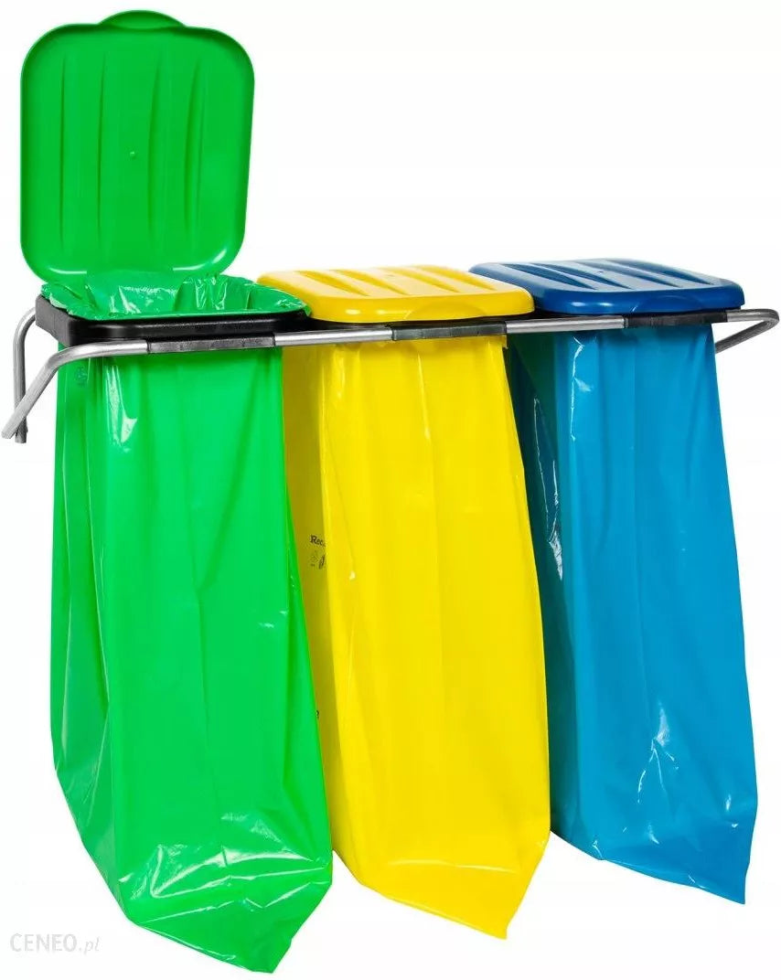 Wall-Mounted Waste Sorting Holder for 120 L Bags, 3 Colours - Carlat