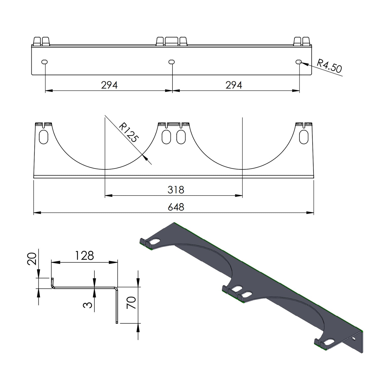 Wall holder on 2 gas cylinders max. tank 250 mm PRO-LINE - Carlat