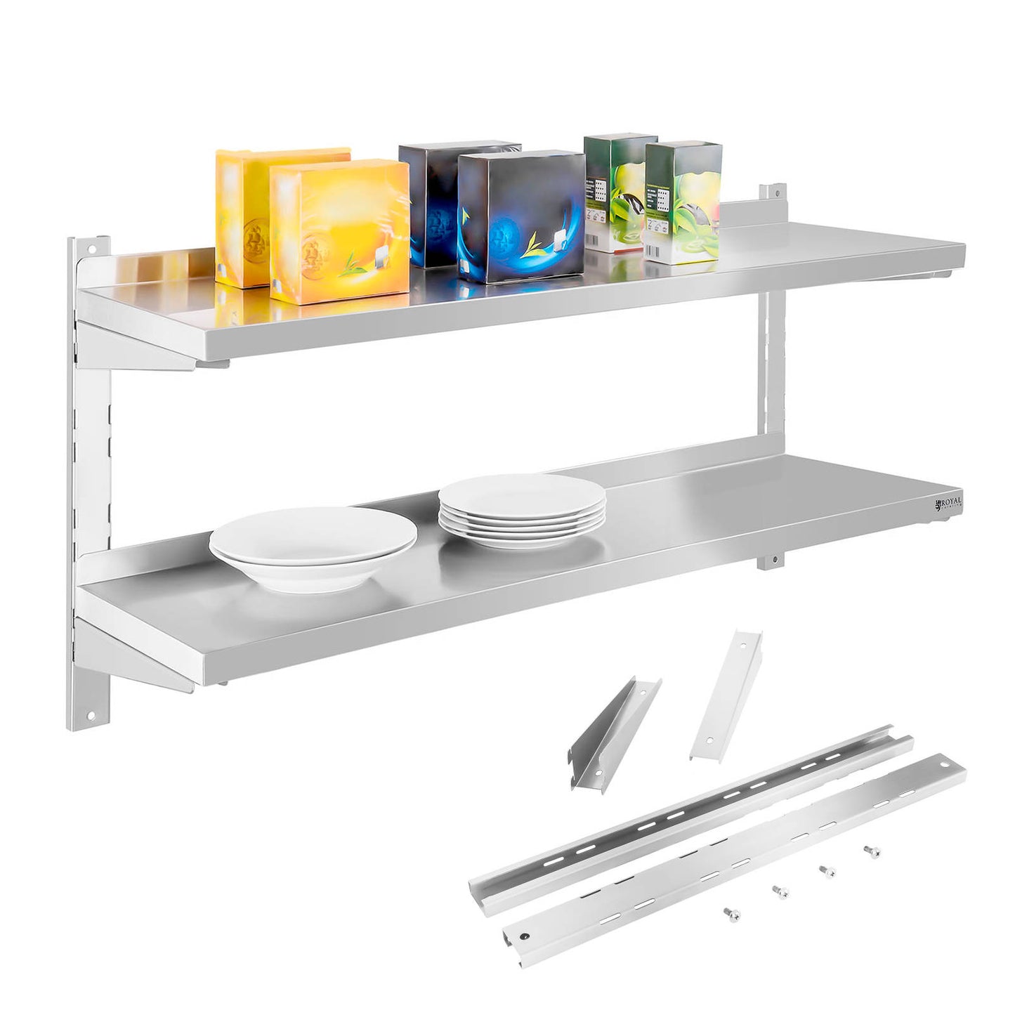 Wall shelf double hanging steel with 120cm adjustment - Carlat