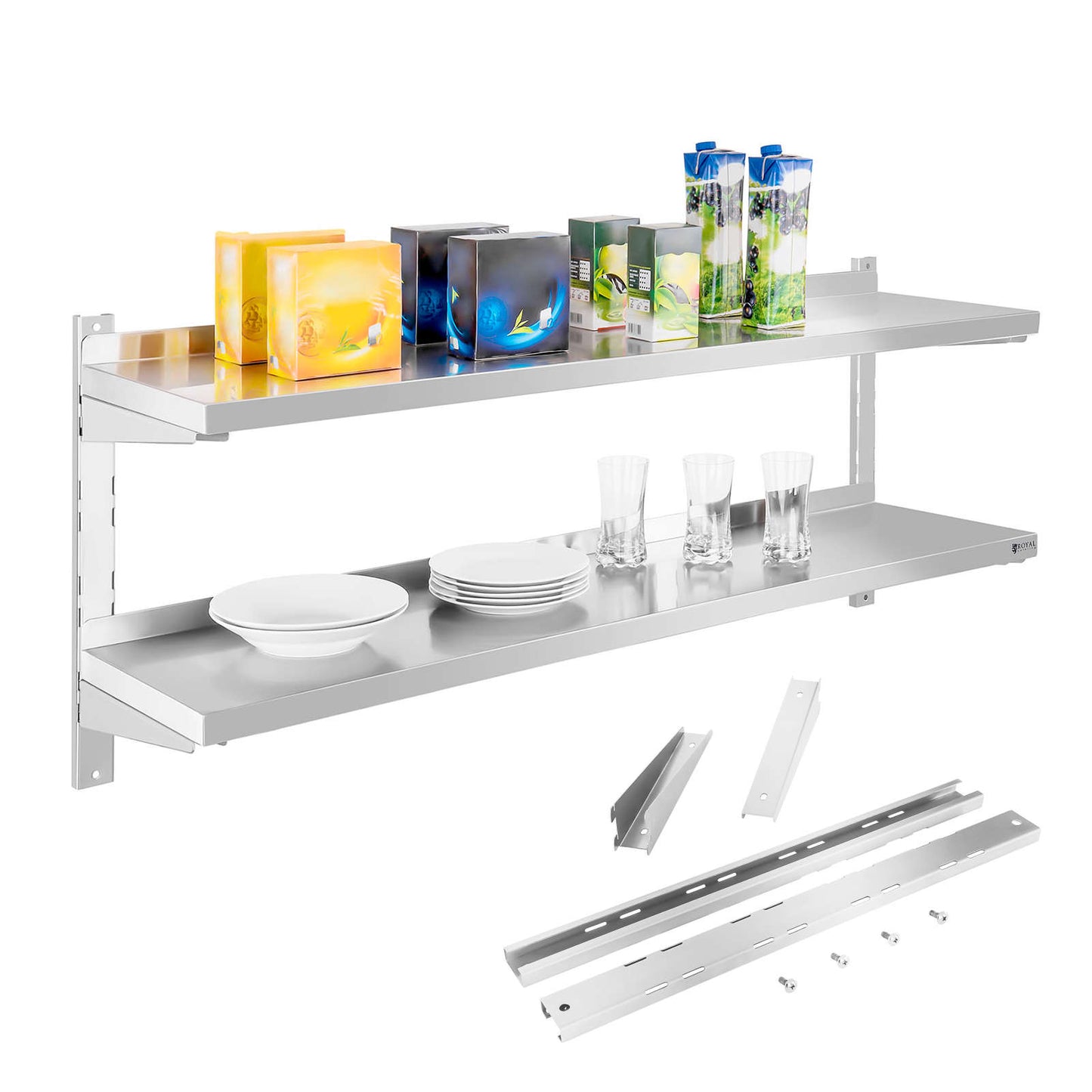 Wall shelf double-hanging steel with 140cm adjustment - Carlat
