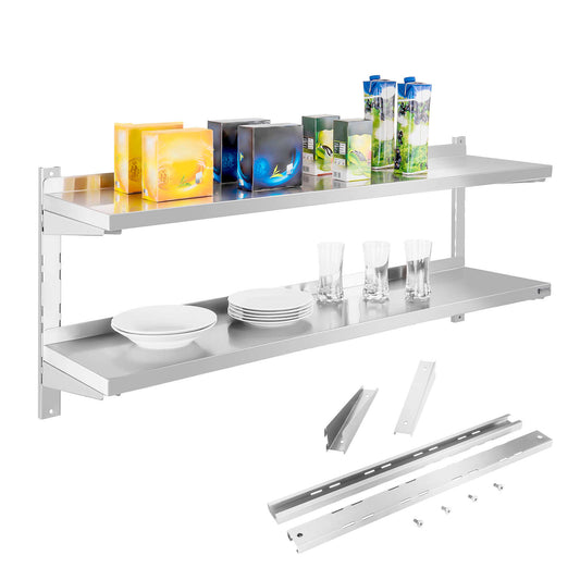 Wall shelf double-hanging steel with 140cm adjustment - Carlat