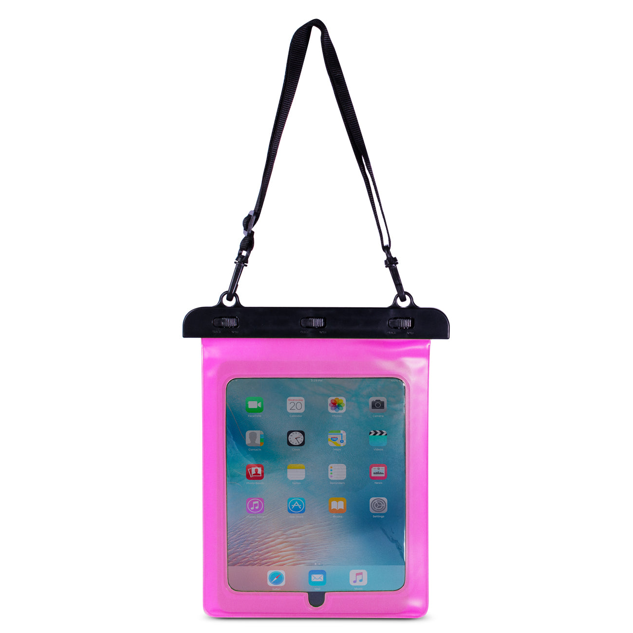 Waterproof PVC tablet case with adjustable outdoor strap - pink - Carlat