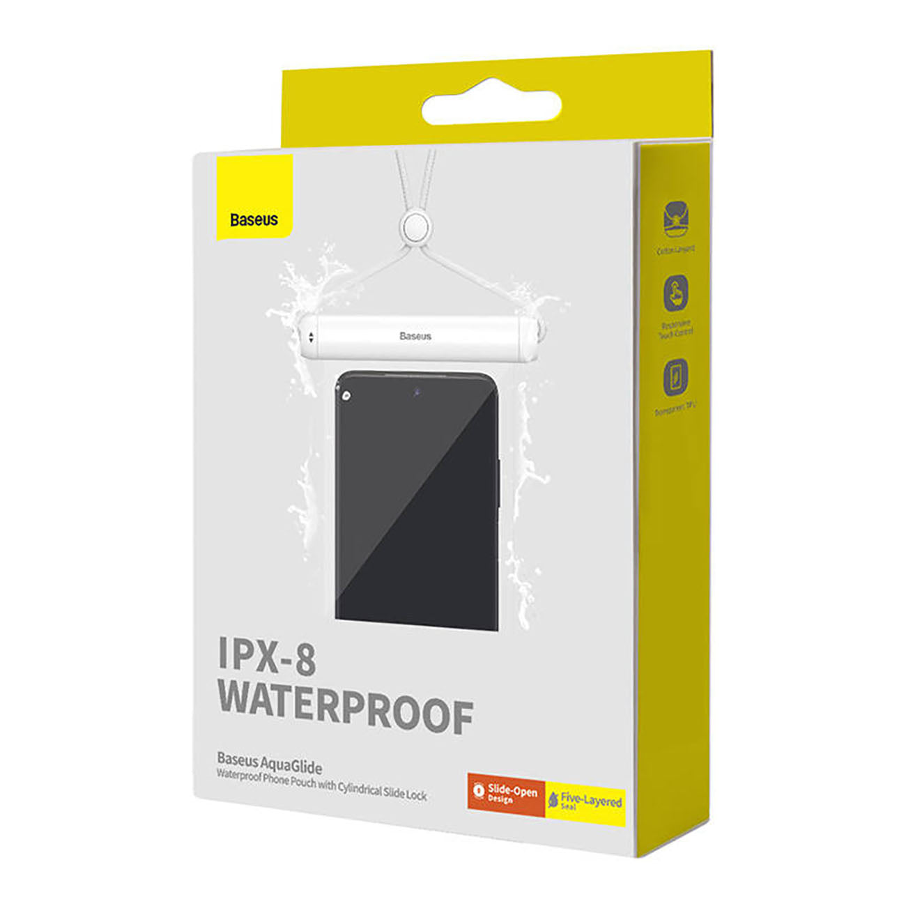 Waterproof case for a 7.2'' phone with a cylindrical IPX8 AquaGlide clasp - white - Carlat