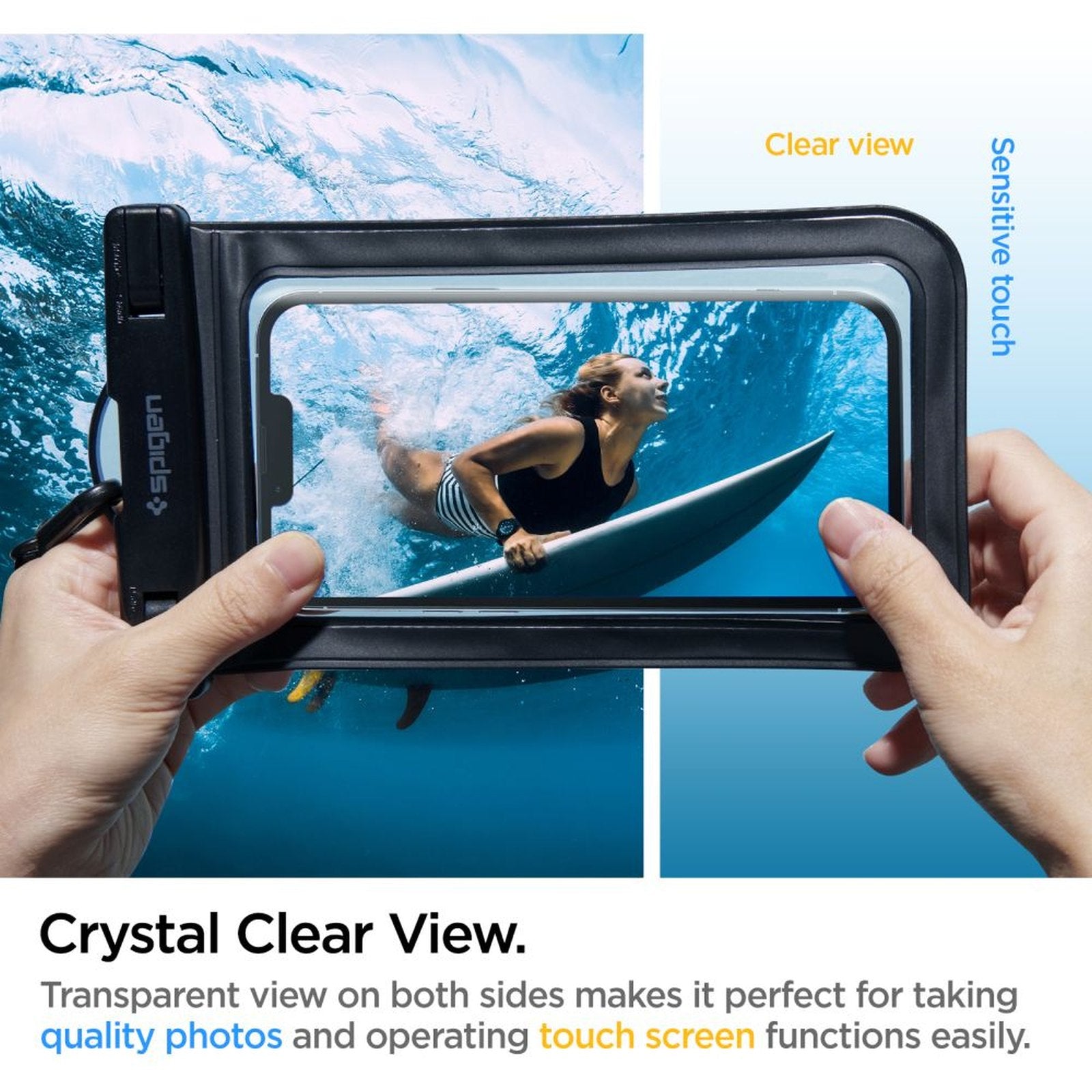 Waterproof case for smartphone with lanyard IPX8 black - 2 pcs. - Carlat