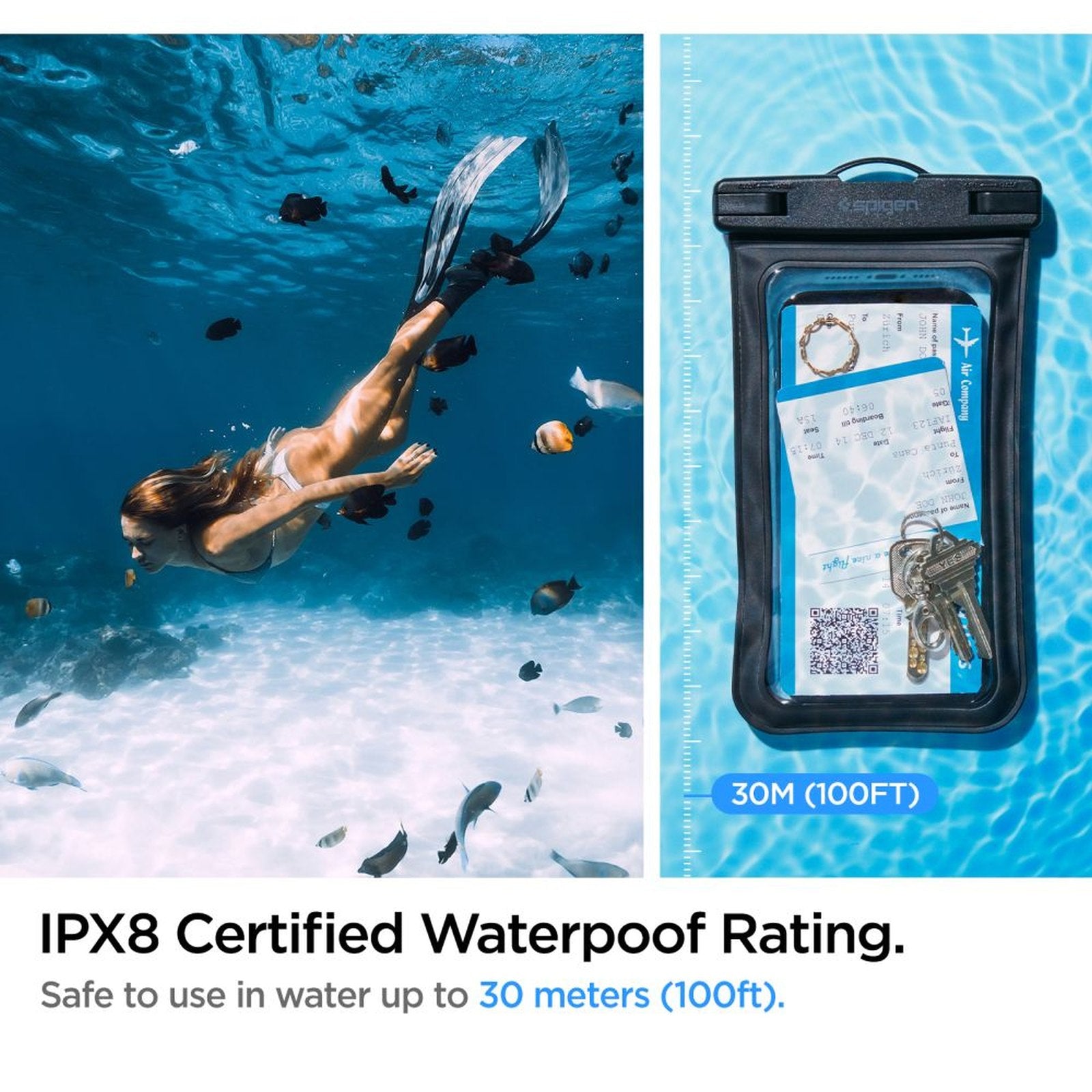Waterproof case for smartphone with lanyard IPX8 black - 2 pcs. - Carlat