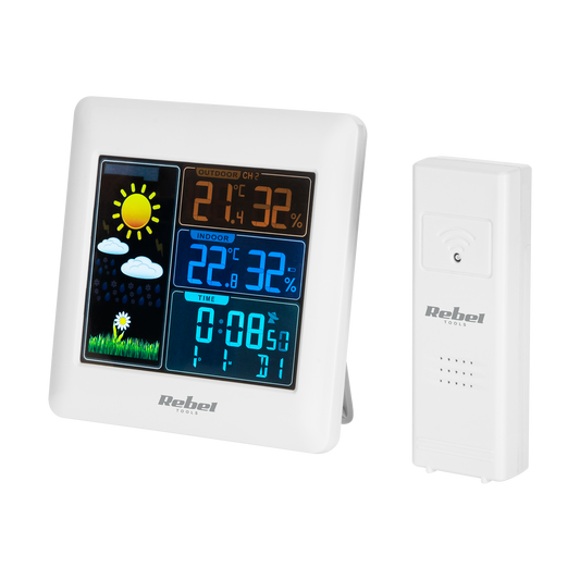 Weather – Wireless weather station with an outdoor sensor (color display) - Carlat