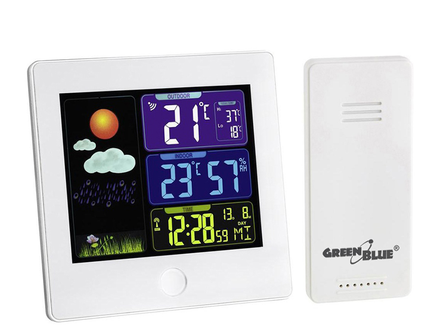 Weather stations, thermometers, and hygrometers – GB521W Wireless Weather Station, White - Carlat