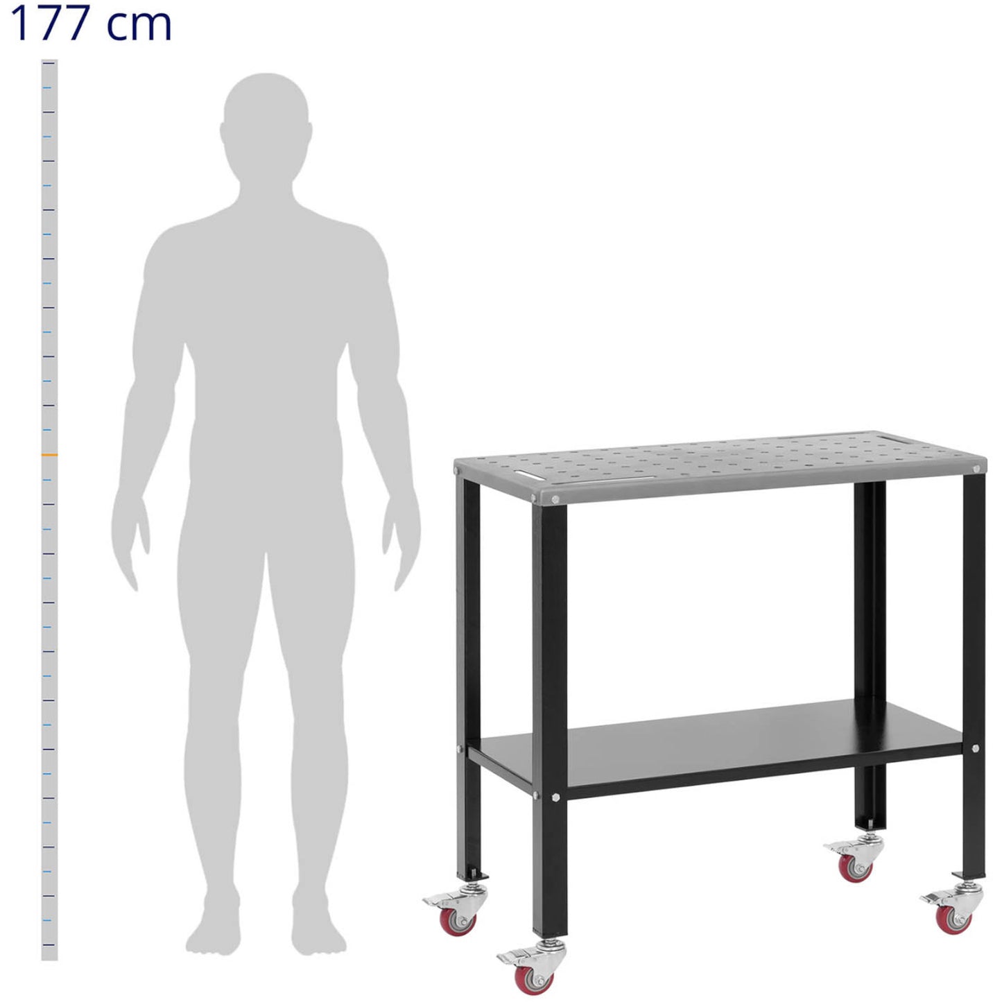 Welding Accessories – Mobile assembly welding table with shelf up - Carlat