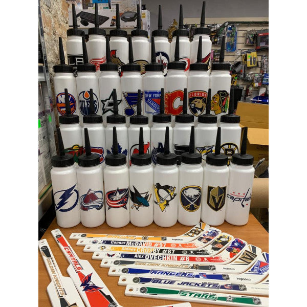 Official NHL drinking water bottle with NHL team logo