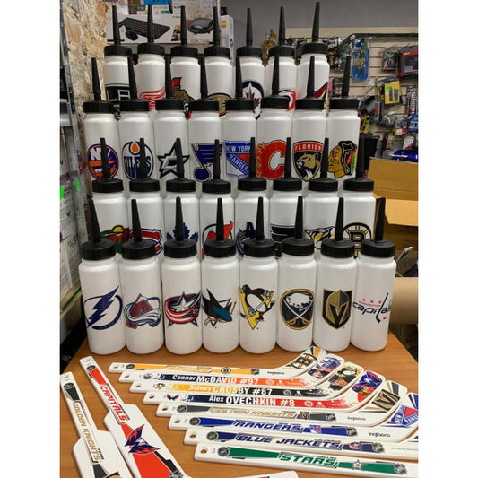 Official NHL drinking water bottle with NHL team logo