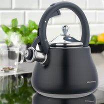 Whistling kettle, stainless steel, black with silver accents, 2.8 L, Klausberg, KB-7918 - Carlat