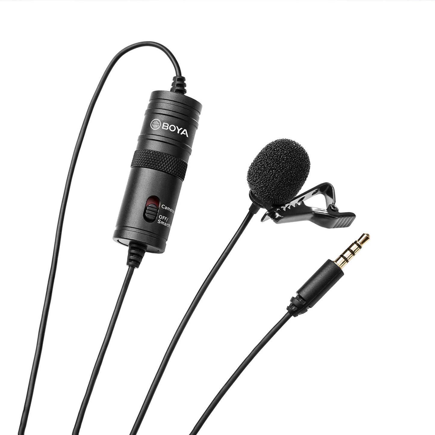 Wired lavalier microphone for smartphones and cameras, powered by a 3.5 TRRS battery - black - Carlat