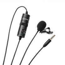 Wired lavalier microphone for smartphones and cameras, powered by a 3.5 TRRS battery - black - Carlat