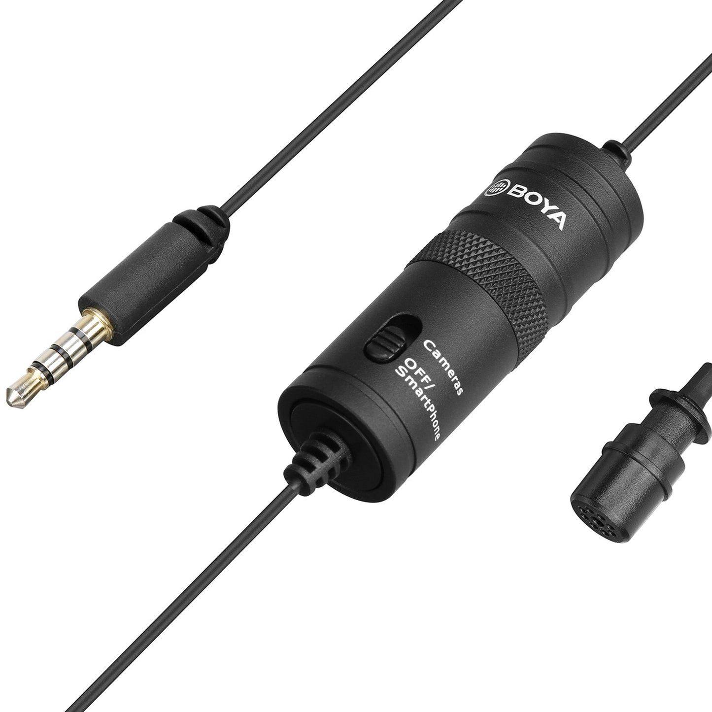 Wired lavalier microphone for smartphones and cameras, powered by a 3.5 TRRS battery - black - Carlat
