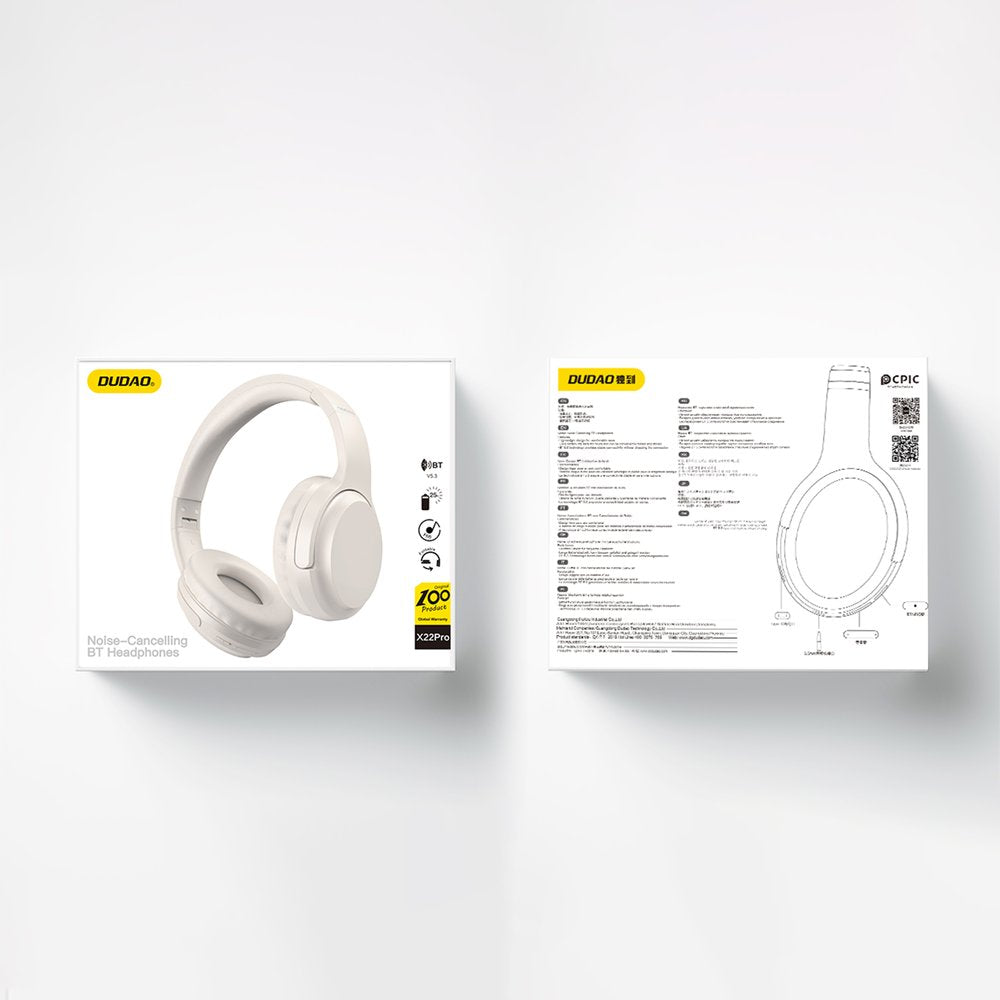 Wireless ANC Bluetooth 5.3 over-ear headphones, white - Carlat