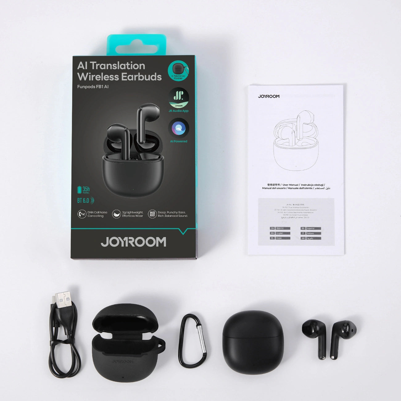 Wireless in-ear headphones with AI Bluetooth TWS functions - black - Carlat