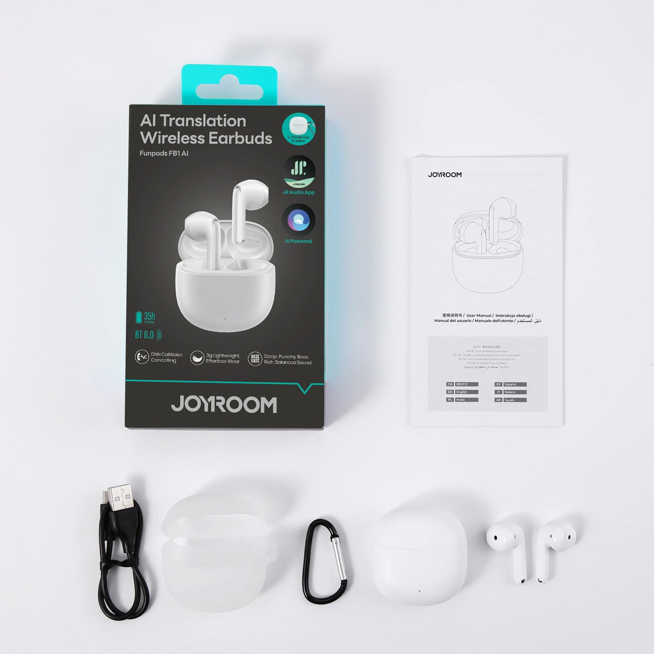 Wireless in-ear headphones with AI Bluetooth TWS functions - white - Carlat